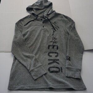 Marc Ecko Cut & Sew Gray Hooded Henley Long Sleeve – Men’s Medium